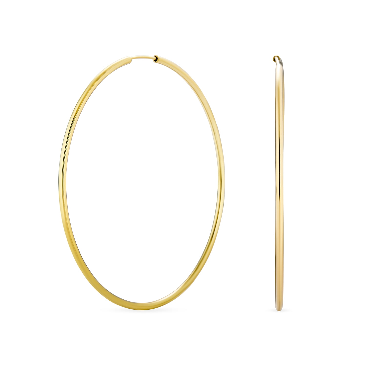 5 Carat VS Diamond Hoop Earrings for Women 14K Yellow Gold 2.5in Inside Out  Design 001285